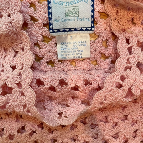 Cornelloki Pink Crocheted Dress Size 2 Vintage - Picture 2 of 3
